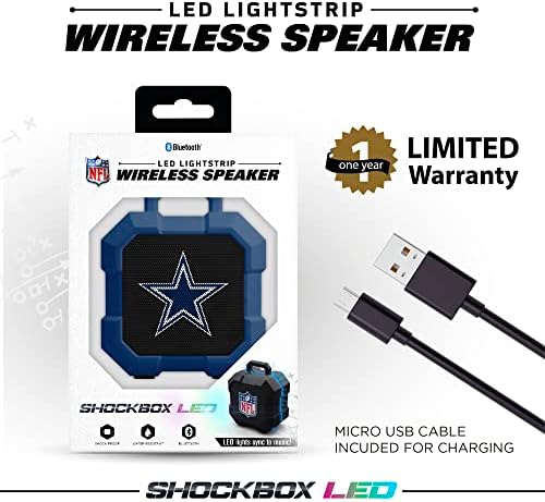 Soar NFL ShockBox LED sem fio Bluetooth Alto -falante - IPX4 resistente à água, 5.0 Bluetooth com mais de 5 horas de tempo