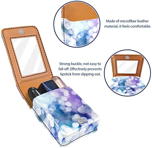 Abstract Christmas Lights Snow Lipstick Case With Mirror for Purse Mini Lipstick Holder Organizer Bag Bolsa Cosmética, 9,5x2x7