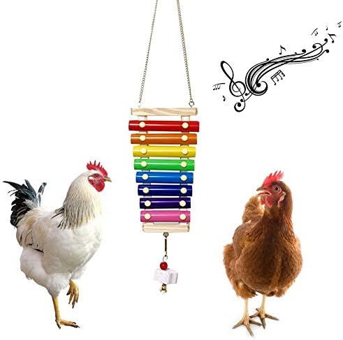 Xilofone de madeira vlizo, xilofone suspenso de galinha, um som bonito de cores brilhantes para galinhas papagaios de papagaio jardas