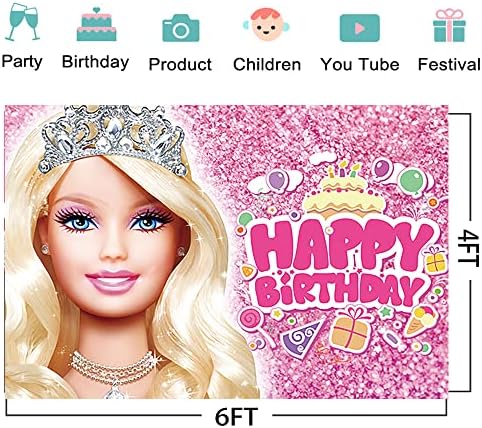 Cenários rosa para a barbie festas de festa decoração suprimentos barbie photo back photo background para menina festa de aniversário