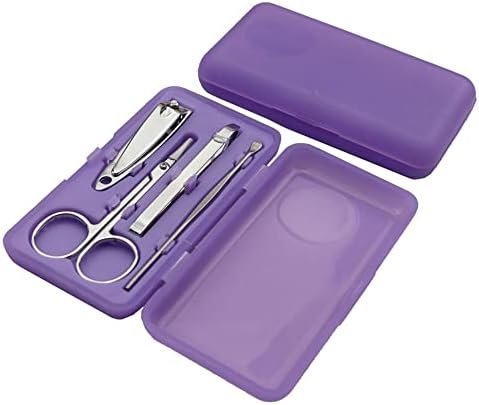 N/A 4 PCS/Set UNIL ART Manicure Tools Definir unhas Clipper Scissors Tweezer Knife Manicure Sets Caso de Padrão de Pedra para Manicure