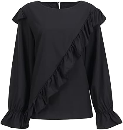 Camisas elegantes de manga longa para mulheres Spring Office Tunic Shirt Feminina Solid Solid Wide Blovedled Tops confortáveis