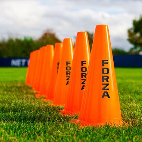 Cones de marcadores de treinamento da Forza [3 tamanhos]-pacote de 10 cones plásticos de plástico laranja de alta visita