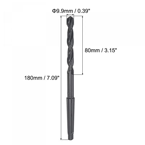Uxcell 12,4mm Twist Bit com mt1 morse diminua haste, 95 mm de comprimento de flauta de alta velocidade óxido de aço preto