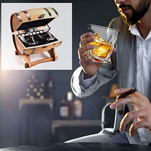 Presentes para homens - Bourbon Whisky Stones Gift Gift Greet para homens na caixa de presente de barril de uísque - presentes