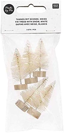 Conjunto de design Rico de 5 árvores de Natal brancas 5cm