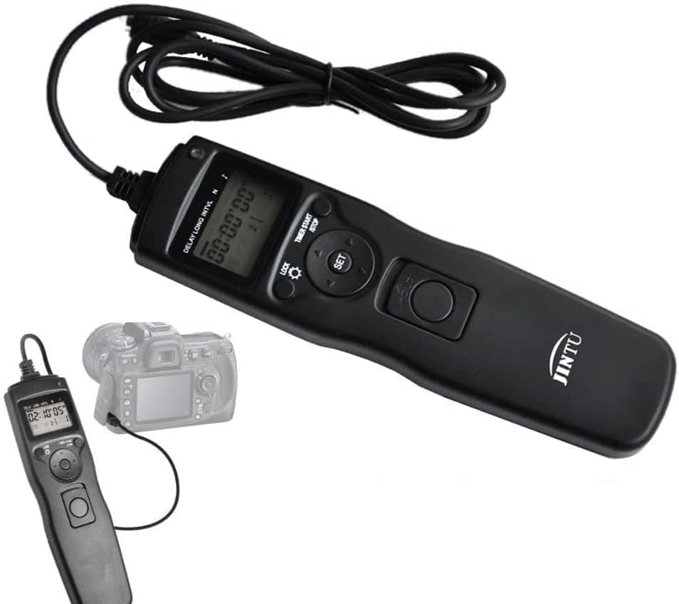 Jintu Câmera Controle Remoto Obturador Liberação do cabo do cabo Lapso N3 para Nikon D90 D5600 D610 D3100 D3200 D3300 D5000 D5100 D5200 D5300 D7000 Câmeras Digital SLR