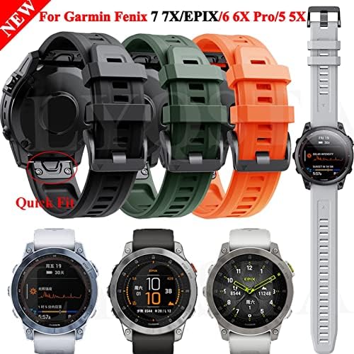 Fndwj Quickfit 26 mm Smart Orinigal tiras para Garmin Fenix ​​7 7x Epix 6 6x Pro 5 5x 3HR 945 Silicone Smartwatch Bands