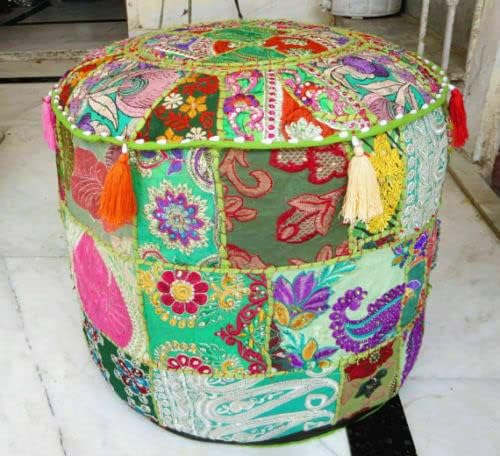 Pouffe redonda de retalhos de retalhos de retalhos redondos