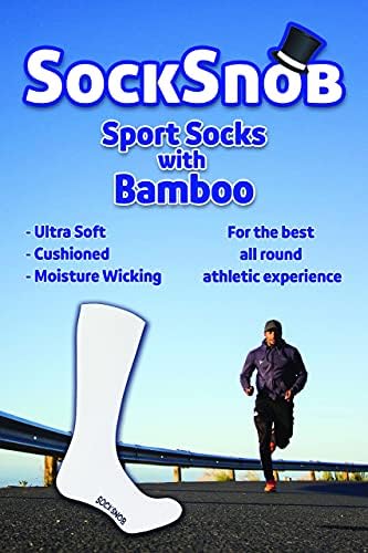 Meias Snob - 6 pacote masculino de algodão respirável Bamboo Athletic Crew Sports Sports