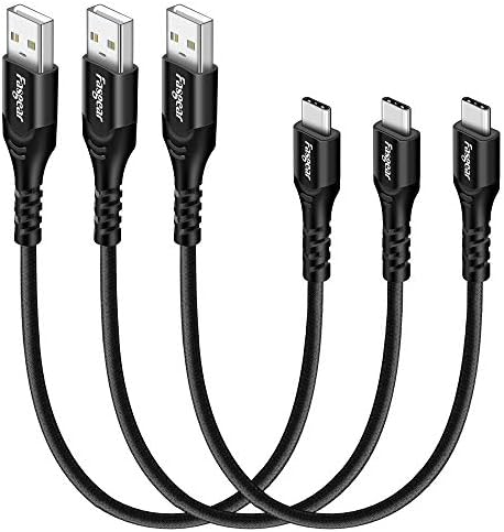 Fasgear USB C Cabos curtos 1 pés, 3 Pacote de carregamento rápido USB A para digite C 2.0 Cordos de carregador compatíveis