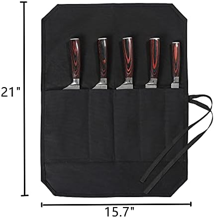 Denifiter Knife Cases Dururável Canvas enceradas com revestimento resistente a corte -rolo de faca 5 bolsos