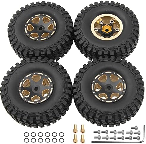 4pcs compartilhegoo bronze 1.0 borda de roda de bloqueio e pneu de borracha de 2,16 com espuma compatível com scx24 axi90081