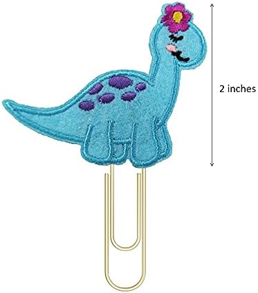 Reeleer Blue Dinosaur Golden Planner Clips, marcadores, acessórios para planejadores de casamento, clipe de papel, presentes de escritório