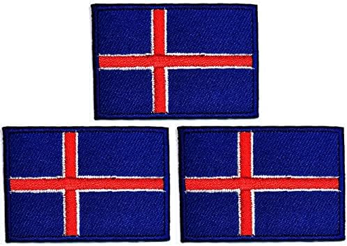 Kleenplus 3pcs. 1,2x1,7 polegada. Islândia Flag Bordado Ratch Ferro em Sew On Flag country nacional de emblemas para