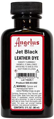 Tinto de couro angelus- corante de couro flexível para sapatos, botas, sacolas, artesanato, móveis e mais- Jet Black- 3oz
