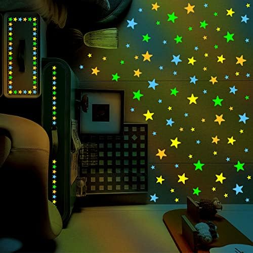 456 peças brilham nos adesivos de estrelas escuras, estrelas luminosas adesivos de parede decoração para crianças teto de