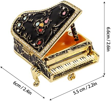 Topincn 6,6 x 5,5 x 6cm portador colecionável Caixa de armazenamento de decoração de estatuetas, forma de piano, bugigangas