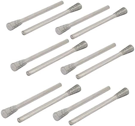 X-Dree 2,35 mm Fço de broca de 4 mm de ponta invertida Retificação da cabeça do cone de diamante Bit Montado de diamante 12pcs (2,35