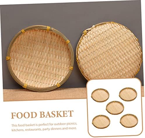 Yarnow 5pcs peneira de bambu cestas de armazenamento de armazenamento de armazenamento de brinquedo cesto de viagem lanche contêiner