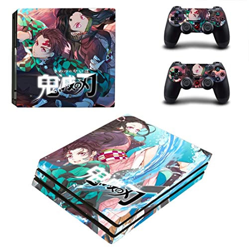 Para PS4 Slim - Anime Demon Kimetsu Slayer e NO Yaiba Tanjiro Nezuko Zenitsu Akaza Rengoku Inosuke PS4 ou PS5 Skin Stick para PlayStation 4 ou 5 Console e controladores Decal