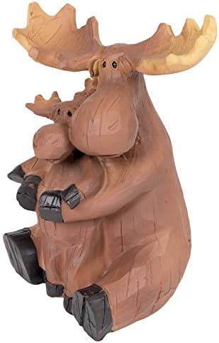 Slifka Sales Co. Mama Moose com bebê de 5,25 polegadas de resina decorativa estatueta de mesa