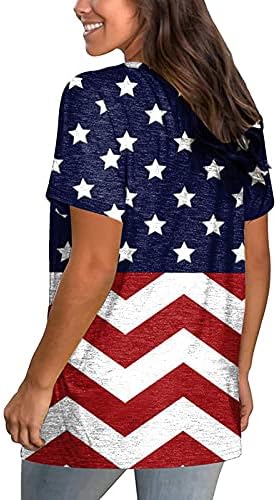 4 de julho camiseta camisetas para mulheres de manga curta Túdos de túnica American Flag Stripes tie-dye camisa patriótica Túdos