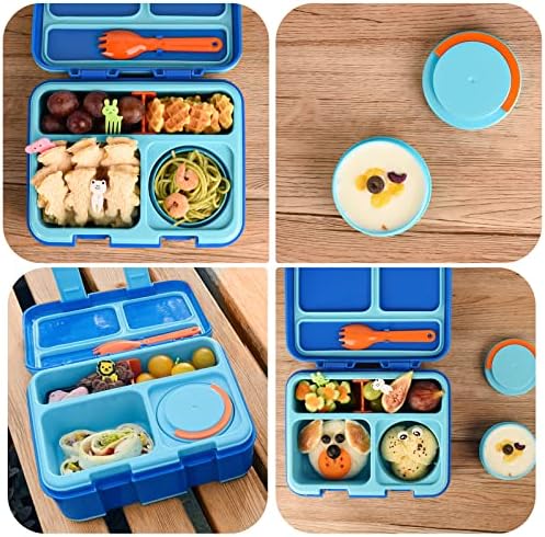 Boned Kids Lanch Box-Crianças CRAFT BENTO Caixa com 3 compartimentos e pacote de gelo removível para refeições e lanches em movimento,