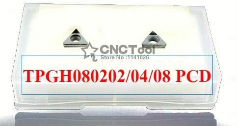 FINCOS REE Remessa 2PCS TPGH080202 / TPGH080204 / TPGH080208 PCD Diamond inserta barra de fábrica CNC Machine Factory -: TPGH080208)
