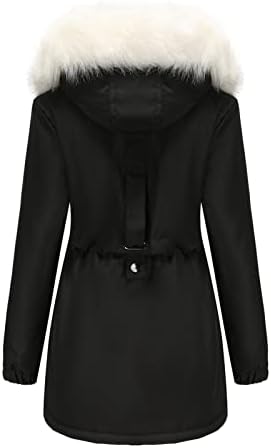 Daseis Fleece forrado jaqueta parka com capuz, casaco de inverno para feminino de manga longa e longa botão casual para