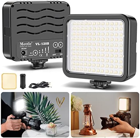 MettleLite VL120B LED Video Light Kit Light Kit de luz contínua portátil em câmera iluminação recarregável Câmera Luz de vídeo com filtros de tripé e cor para videoconferência Gaming Vlogging