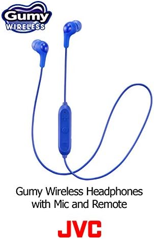 JVC Soft Wireless Earbud com dicas de stayfit, remoto e microfone e azul bluetooth