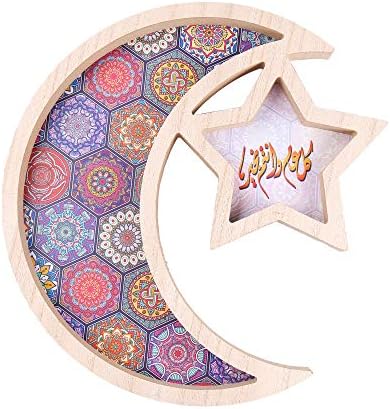 Ptyqu Ramadan Kareem Moon Star Shape Bandeja Decoração para Casa Eid Mubarak Caixa de Presente Craft Craft Craft Islam Festival Muslim Party Party Table Decor