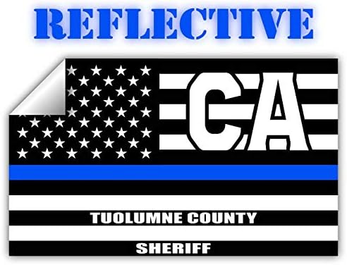 Reflexivo Condado de Tuolumne California CA Tain Blue Line Glory Glory EUA Bandeira | Honrando os xerifes dos policiais