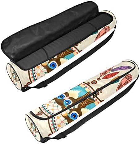 Saco de tapete de ioga ratgdn, coruja com dreamcatcher exercício de ioga transportadora de tapete full-zip yoga tape
