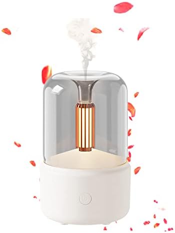Mini difusor de óleo essencial de aromaterapia à luz de velas, Mini difusor, umidificador de névoa de desktop pessoal USB super tranquilo com proteção automática para o quarto, escritório, presente