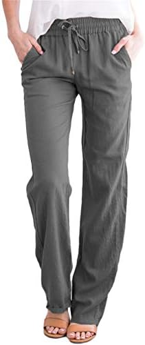 Andongnywell Women Solid Color Athletic Sweetpants Lounge Yoga Pontas de perna larga atiradores ativos com calças de bolsos