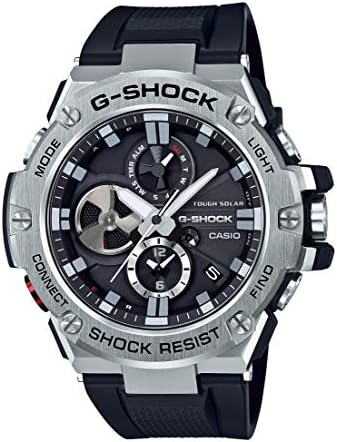 Casio Men 'G-Steel by G-Shock' quartzo solar Bluetooth Connected Resin Dress Watch, cor: preto