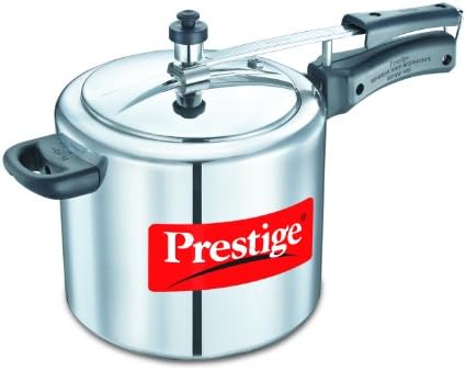 Prestige prnpc6.5 Nakshatra mais panela de pressão de alumínio de base plana de 6,5 litros para fogão a gás e indução,