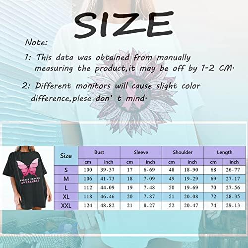 Tops Shirts for Womens Graphic, Prevenção de Cancer de Mama Imprima Casual Casual Manga Crewneck Tshirts de Tee de grandes dimensões