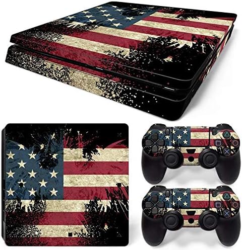Capa de decalque de vinil de adesivo para pele para console slim PS4 e controlador DualShock 4, a bandeira da American