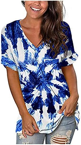 Tops femininos Casual Casual, camisetas de verão Comfort Casual Funny Tie Tye Graphic Sleeve Sleeve Blouse Teen Blouse
