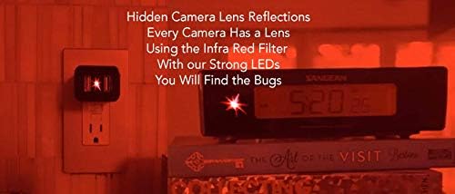 Detector de câmera oculto de bloqueio de microfone - Visualizador de infravermelho grande anti -espião e 12 LEDs vermelhos super brilhantes. Tamanho da viagem Pro Security and Privacy for Airbnb