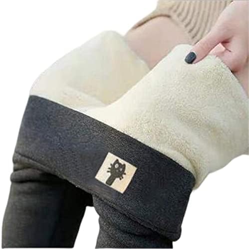 Winter Sherpa Fleece forrado perneiras para mulheres, cintura alta perneiras espessas de cashmere macias com calças térmicas quentes