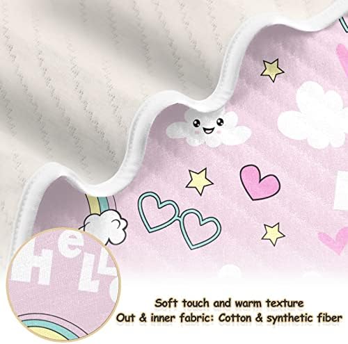 Cobertor de panos de algodão de unicórnio voador fofo para bebês, recebendo cobertor, cobertor leve e macio para berço, carrinho,