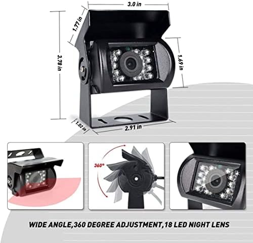 Backup traseiro Backup Câmera pesada para caminhão de ônibus Van RV Impermeável 18 LED IR Night Vision ângulo de visão larga com