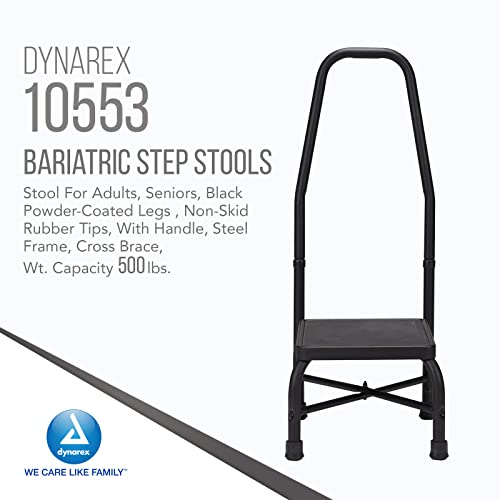 Dynarex Bariatric Step Stools para adultos - banquinhos estáveis ​​e de passo pesado com alça, estrutura de aço, cinta cruzada - dicas de borracha não esquiadores para segurança - 500 lb. Capacidade de peso