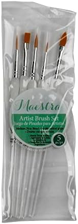 Linzer/American Brush Am 5055 5 peças Gold Taklon Artist Brush Conjunto