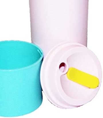 Tupperware ECO para ficar com copo de café de viagem rosa de 16 oz com manga azul