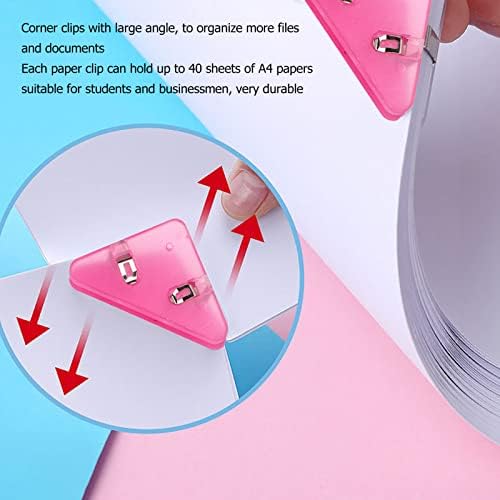 Clipes de papel, 15pcs clipes de papel triangular de 90 graus Proteção de canto Pet